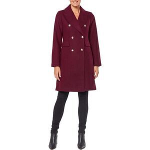 NEW Vince Camuto Double Breasted Wool Blend Coat Women's Size M Deep Purple